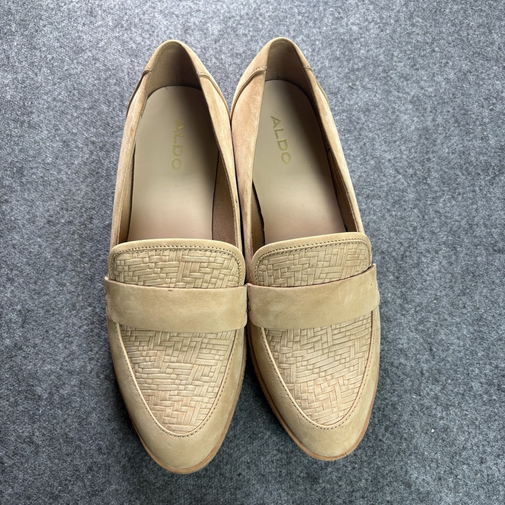 ALDO Calixta Women's‎ Beige Suede Leather Cork Platform Loafers - Picture 6 of 7
